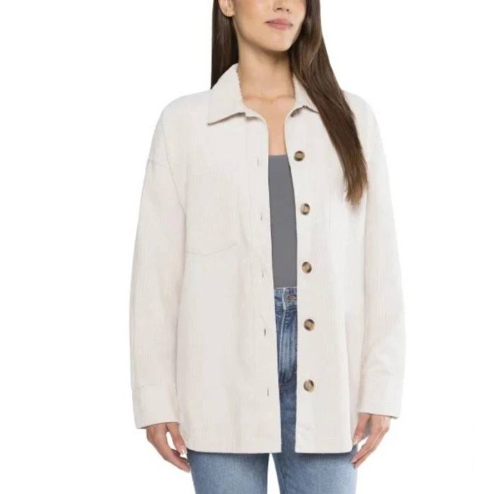 NWT Matty M Corduroy Shirt Jacket Women's S Ivory Cotton Button up